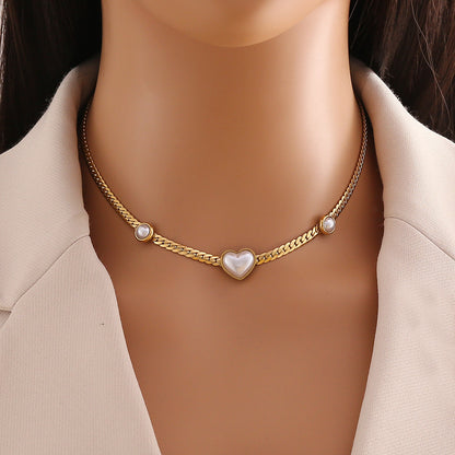 Love Heart Pearl Pendant Necklace