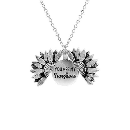 Sunflower double-layer alloy engraved necklace
